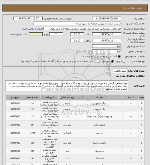 استعلام تعمیر رفاهی