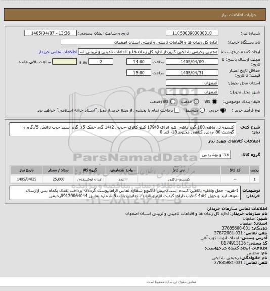 استعلام کنسرو تن ماهی180 گرم ماهی هور انرژی 179/8 کیلو کالری -چربی 14/2 گرم  -نمک 5/. گرم اسید جرب ترانس 5/.گرم و گوشت 80 -روغن گیاهی مخلوط 18- قند 0