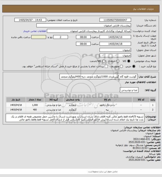 استعلام گوشت قلوه گاه گوسفندی 1000کیلوگرم منجمد
دنبه 400کیلوگرم منجمد