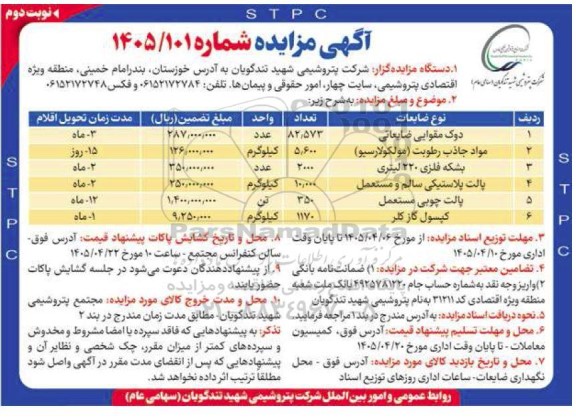 مزایده فروش دوک مقوایی ضایعاتی ...- نوبت دوم