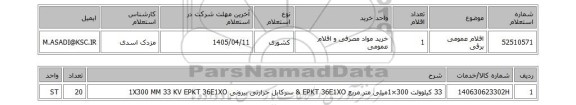 استعلام اقلام عمومی برقی
