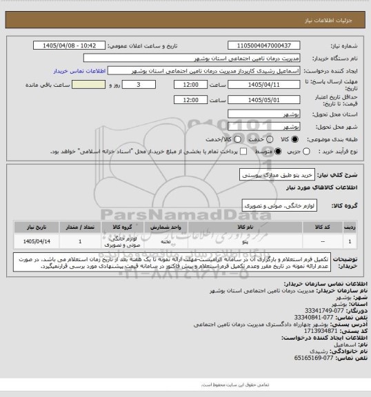 استعلام خرید پتو طبق مدارک پیوستی