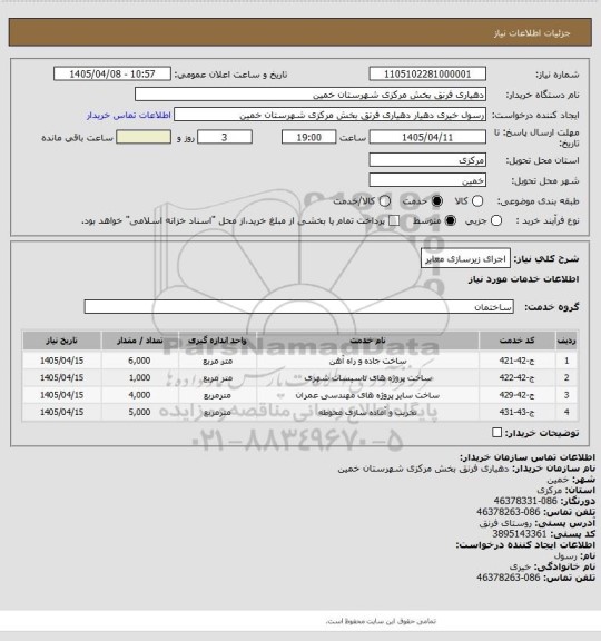 استعلام اجرای زیرسازی معابر