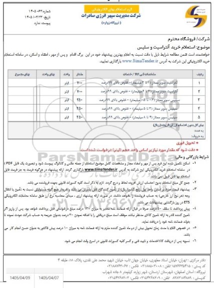 استعلام خرید آنتراسیت و سلیس 