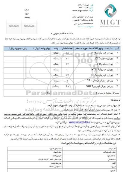 استعلام بهران هیدرولیک H22