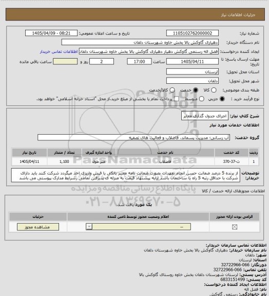 استعلام اجرای جدول گذاری معابر