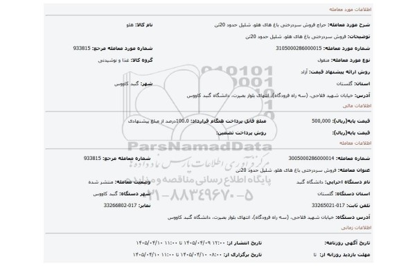 مزایده، فروش سردرختی باغ های هلو، شلیل حدود 20تن