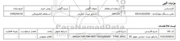استعلام الکترونیکی، رادیاتور مبدل حرارتی