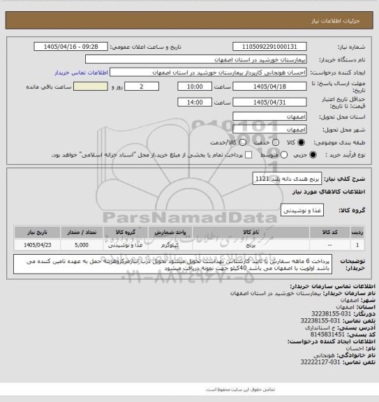 استعلام برنج هندی دانه بلند 1121