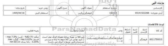 استعلام کتبی، فرومنگنز پرکربن