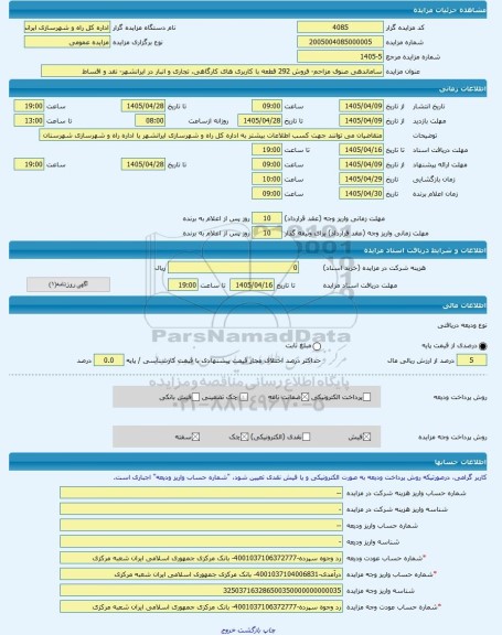 مزایده ، ساماندهی صنوف مزاحم- فروش 292 قطعه با کاربری های کارگاهی، تجاری و انبار در ایرانشهر- نقد و اقساط -مزایده زمین  - استان