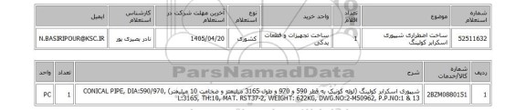 استعلام ساخت اضطراری شیپوری اسکرابر کولینگ