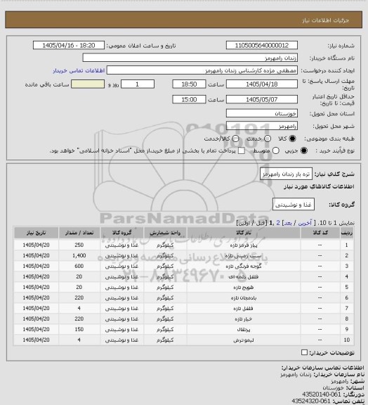 استعلام تره بار زندان رامهرمز