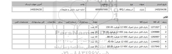 استعلام، باتری
