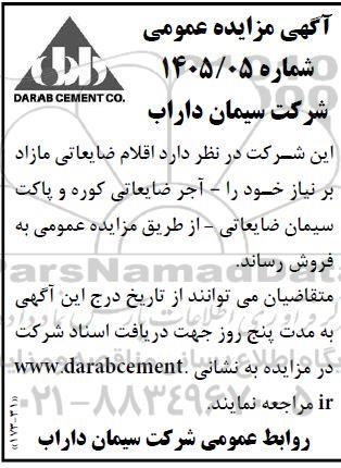 مزایده اقلام ضایعاتی مازاد بر نیاز
