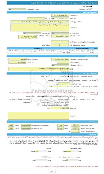 مناقصه، مناقصه عمومی یک مرحله ای تکمیل مدرسه ابتدایی 3 کلاسه شدیک تلنگ قصرقند