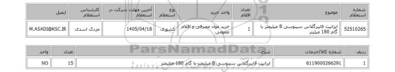 استعلام ایرانیت فایبرگلاس سینوسی 8 میلیمتر با گام 180 میلیتر