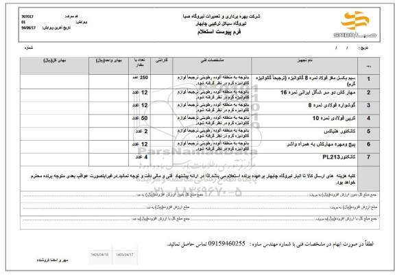 استعلام سیم بکسل مغز فولاد نمره 8 گالوانیزه (ترجیحا گالوانیزه گرم) و..