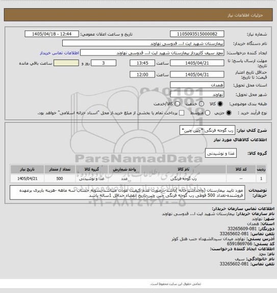استعلام رب گوجه فرنگی *چین چین*