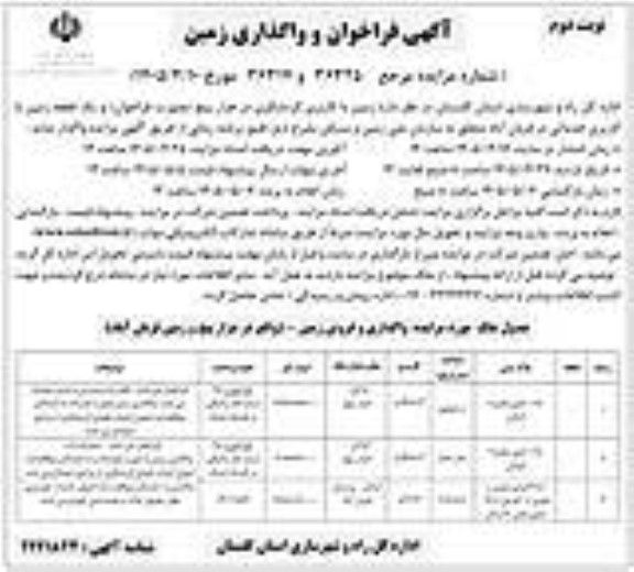 فراخوان و واگذاری زمین با کاربری گردشگری /نوبت دوم