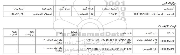 استعلام الکترونیکی، خازن الکترولیتی