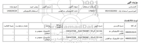 استعلام الکترونیکی، خازن الکترونیکی دو قطبی