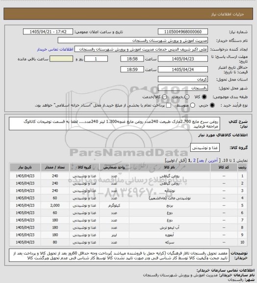 استعلام روغن سرخ مایع 2.700مارک طبیعت 240عددروغن مایع، سایت ستاد