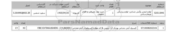 استعلام لوازم ایمنی وآتش نشانی- لوازم پزشکی وبیمارستانی