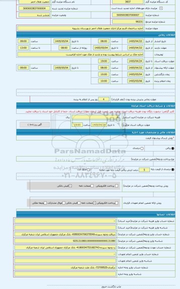 مزایده ، اجاره ساختمان قدیم مرکز اداری جمعیت هلال احمر شهرستان بشرویه