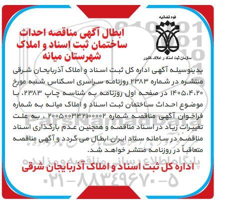 ابطال مناقصه پروژه احداث ساختمان جدید 