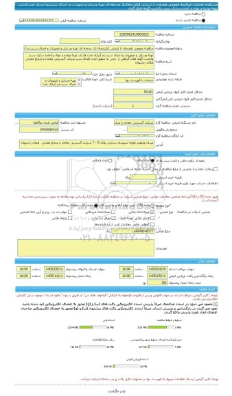 مناقصه، مناقصه عمومی همزمان با ارزیابی (یکپارچه) یک مرحله ای تهیه وسایل و تجهیزات و اجرای سیستم آبیاری تحت فشار، تهیه نهاده و نهال و آماده سازی بستر وکاشت گونه های گیاه