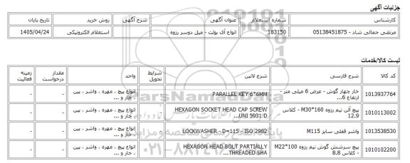 استعلام الکترونیکی، انواع آی بولت - میل دوسر رزوه