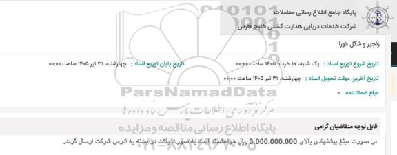 استعلام زنجیر و شگل، نورا 