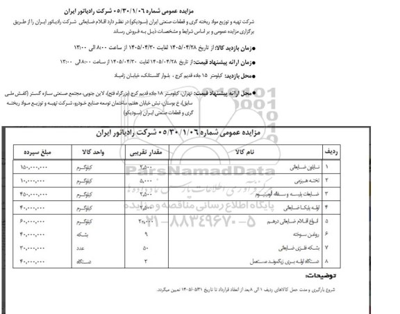 مزایده نایلون ضایعاتی ...