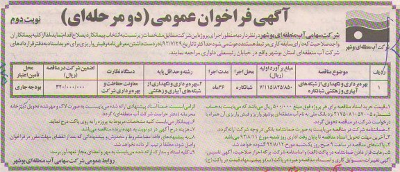 بهره برداری و نگهداری از شبکه های آبیاری و زهکشی شبانکاره