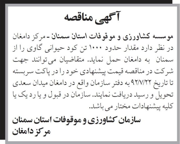 مقدار حدود 1000 تن کود حیوانی گاوی