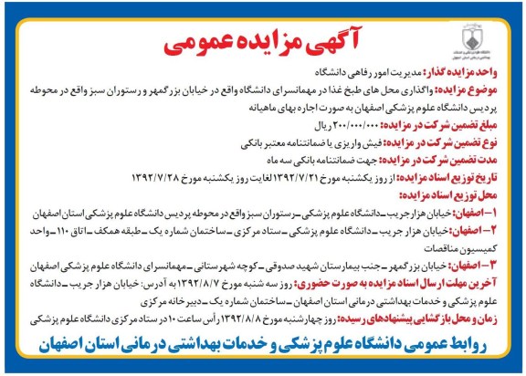 واگذاری محل های طبخ غذا در مهمانسرای دانشگاه
