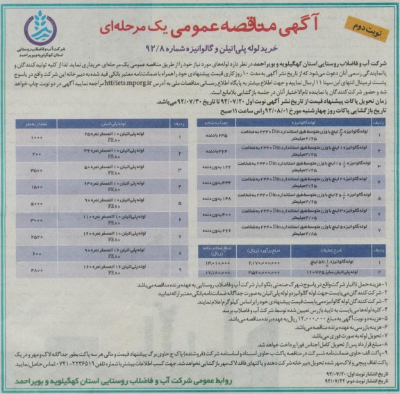 لوله های مورد نیاز خود 