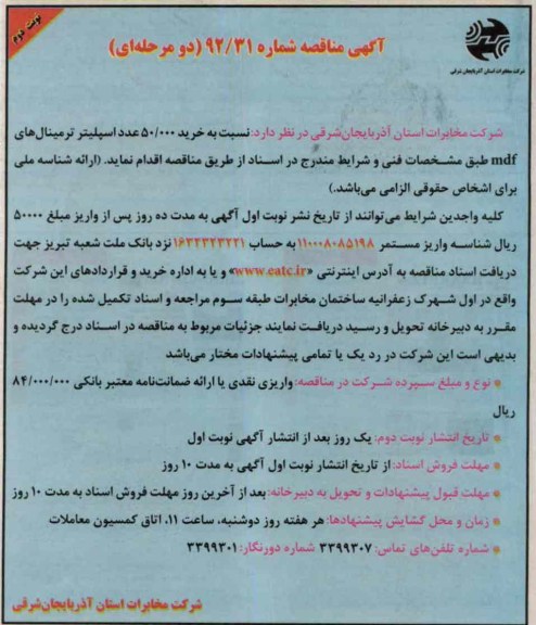 خرید 50.000 عدد اسپلیتر ترمینال های MDF