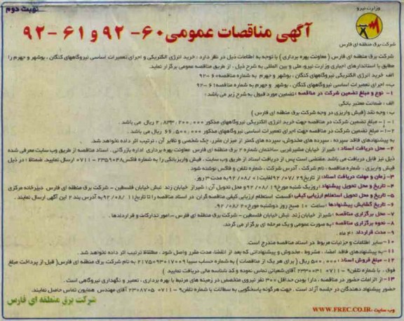 خرید انرژی الکتریکی و اجرای تعمیرات اساسی نیروگاهها