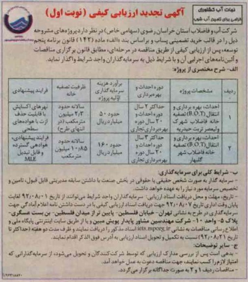 احداث، بهره برداری وانتقال B.O.T و ...