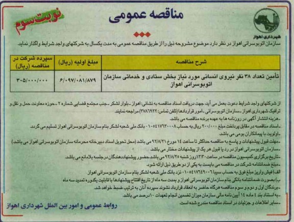 تامین تعداد 38 نفر نیروی انسانی 