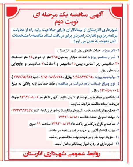  احداث خیابان بهار شهر انارستان