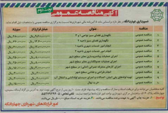 نگهداری فضای سبز نواحی 1 و 3