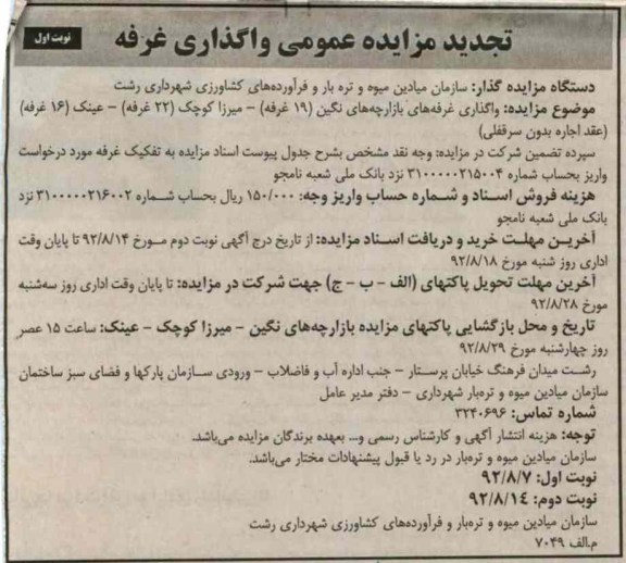 واگذاری بوفه