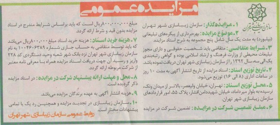 بهره برداری از پیکره های تبلیغاتی (بیلبورد) شامل پنج مجموعه