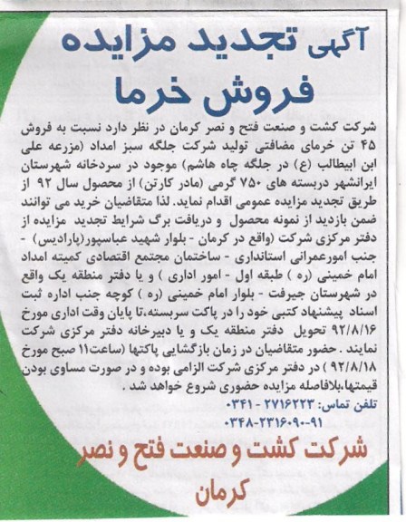  فروش 45 تن خرمای مضافتی 