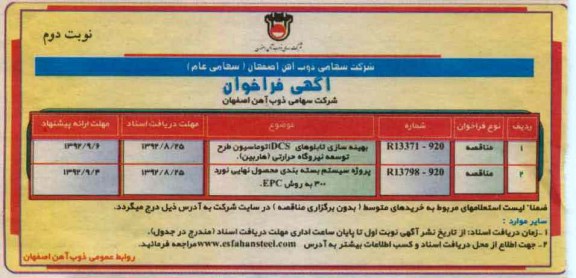 بهینه سازی تابلوهای DCS اتوماسیون طرح توسعه نیروگاه حرارتی - هاربین و ...