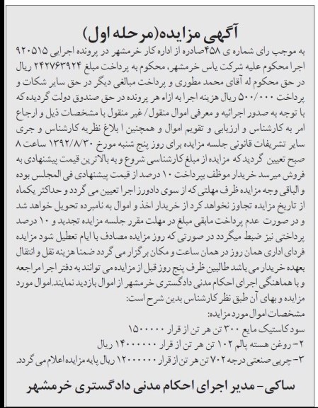 مزایده روغن هسته پالم