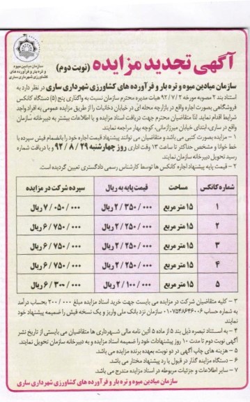 واگذاری پنج 5 دستگاه کانکس فروشگاهی بصورت اجاره